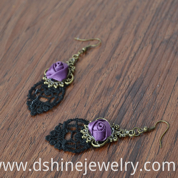 Gothic Rose Drop Lace Earrings